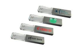 Clé USB cristal, verre et aluminium personnalisée