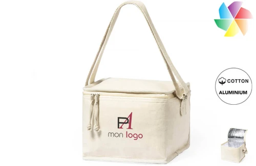 Sac glacière isotherme souple en coton bio Lonfen publicitaire personnalisé avec logo 
