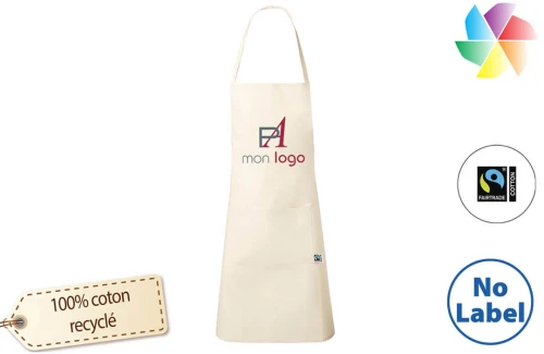 Tablier de cuisine en coton bio certifié fairtrade publicitaire personnalisé avec logo 