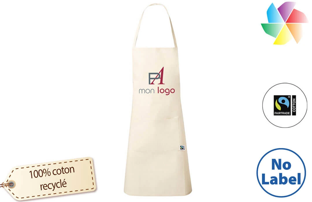 Tablier de cuisine personnalisé en coton bio certifié fairtrade