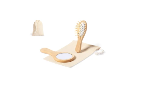 Set beauté personnalisé Dianex kit brosse et miroir bois