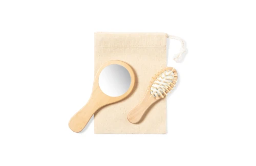 Set beauté personnalisé Dianex kit brosse et miroir bois