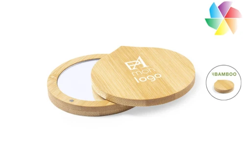 Miroir de poche en bois Susil publicitaire personnalisé avec logo 