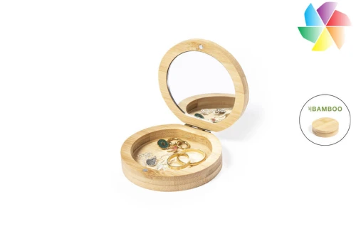 Miroir de poche bois avec étui à bijoux Gonzalex publicitaire personnalisé avec logo 