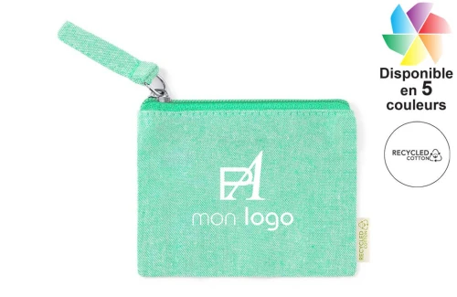 Porte-monnaie en coton recyclé Fontix publicitaire personnalisé avec logo 