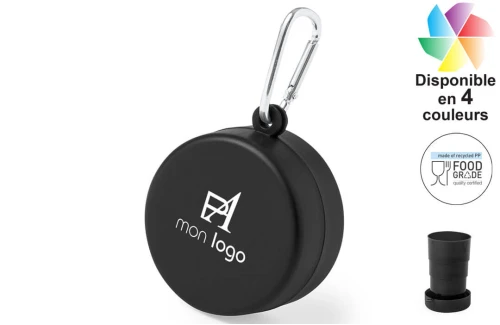 Gobelet pliable réutilisable avec mousqueton Jado publicitaire personnalisé avec logo 