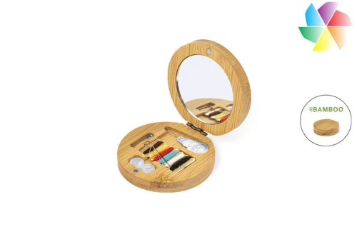Miroir de poche avec kit de couture Atriax publicitaire personnalisé avec logo 