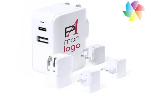 Adaptateur de voyage Vlind publicitaire personnalisée avec logo 