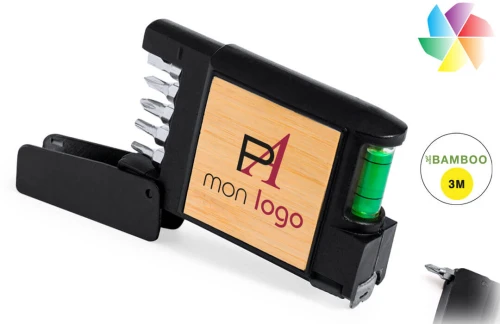 Mètre ruban multi outil Eliza 3 Mètres publicitaire personnalisé avec logo 