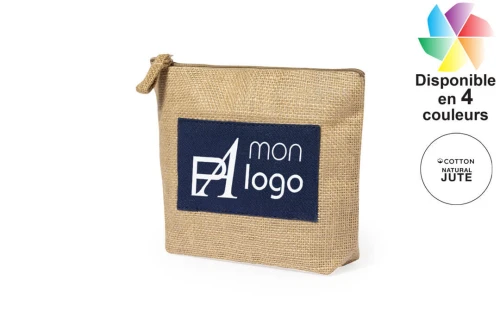 Trousse de maquillage en toile de jute Kasmie publicitaire personnalisée avec logo 