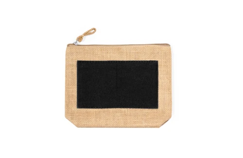 Trousse de maquillage personnalisé Kasmie pochette beauté en toile jute