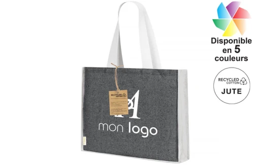 Sac de course en jute coloré et coton Talara publicitaire personnalisé avec logo 