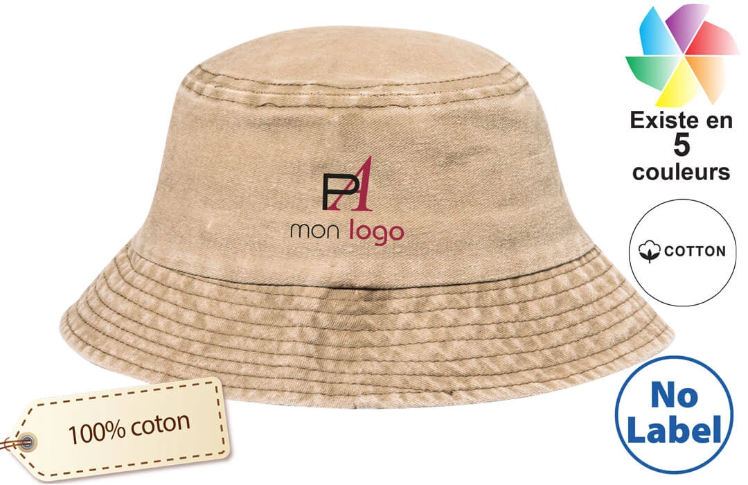 Bob personnalisé en coton effet délavé