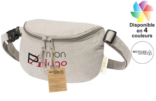 Sac banane en coton recyclé Bolger publicitaire personnalisé avec logo 