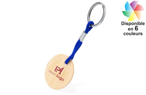 Porte-clés plaque bambou rond cirbam publicitaire personnalisé avec logo 