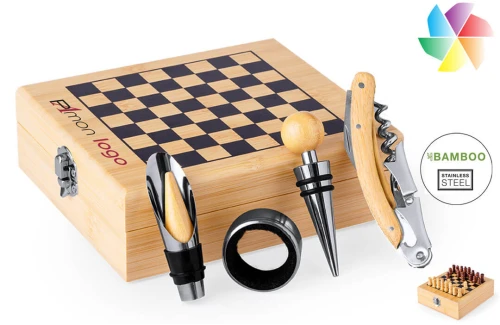 Coffret sommelier boite à damier bois Paluk publicitaire personnalisé avec logo 