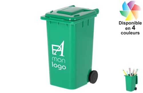 Pot à crayon en forme de poubelle publicitaire personnalisée avec logo 