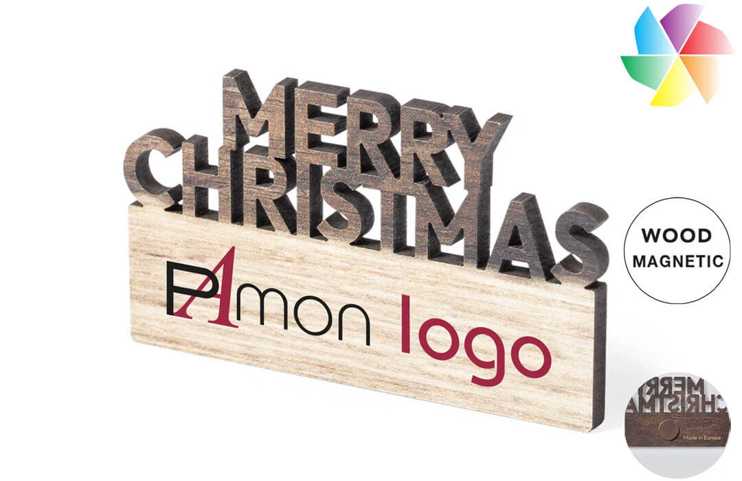 Magnet aimanté à texte de Noël découpé personnalisé