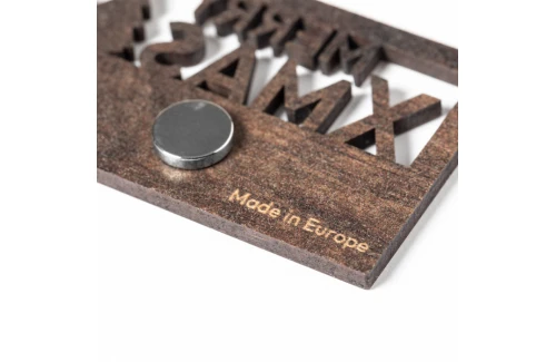 Magnet personnalisé merry christmas en bois naturel