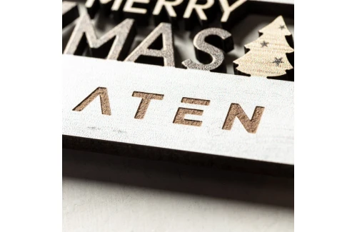 Magnet personnalisé merry christmas en bois naturel