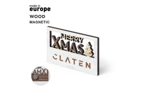Magnet personnalisé merry christmas en bois naturel