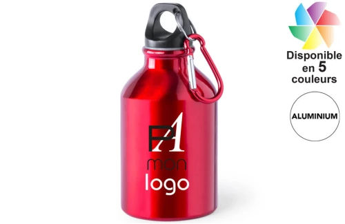Gourde alu avec mousqueton Henzo 330ml publicitaire personnalisée avec logo 