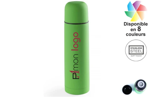 Thermos bouteille isotherme inox mat Hosban publicitaire personnalisé avec logo 