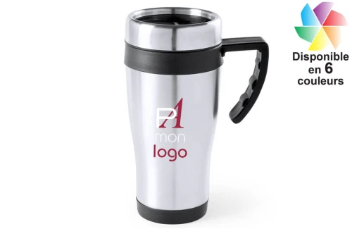Mug de voyage isotherme en inox Carson publicitaire personnalisé avec logo 