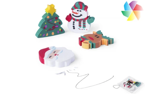 Set de 4 gommes de noël publicitaire personnalisé avec logo