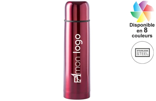 Thermos bouteille isotherme inox brillant Tancher publicitaire personnalisé avec logo 