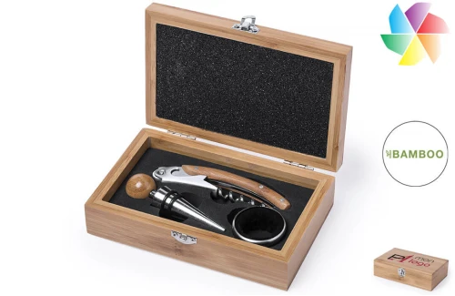 Coffret sommelier en bois Nitol publicitaire personnalisé avec logo 