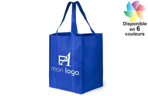 Grand sac de course cabas shopping non tissé publicitaire personnalisé avec logo 