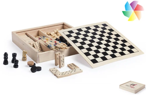 Boite de jeu coffret en bois Xigral publicitaire personnalisé avec logo 