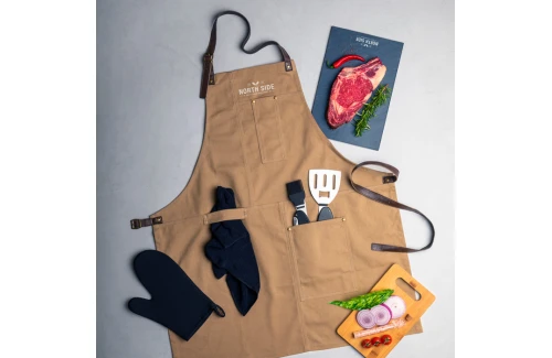 Tablier de cuisine personnalisé original multipoche à sangles similicuir