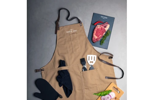 Tablier de cuisine personnalisé original multipoche à sangles similicuir