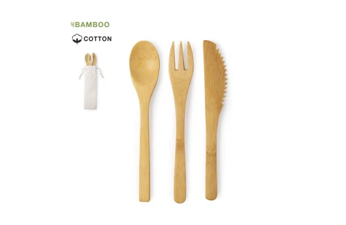 Couverts personnalisés Plusin set repas 3 pièces en bambou