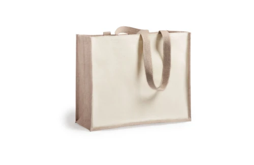 Sac de course personnalisé Rotin en jute et coton laminé