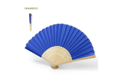 Éventail personnalisé Kronix en tissu et tige bambou