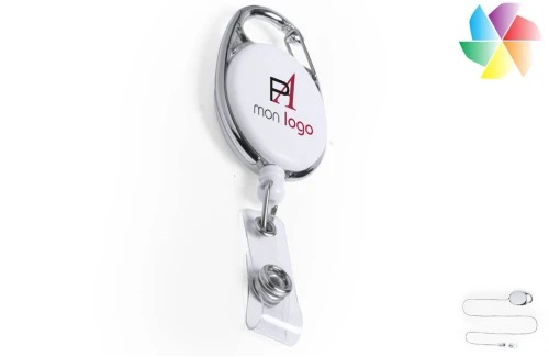 Enrouleur porte‑badge rétractable Napper publicitaire personnalisée avec logo 