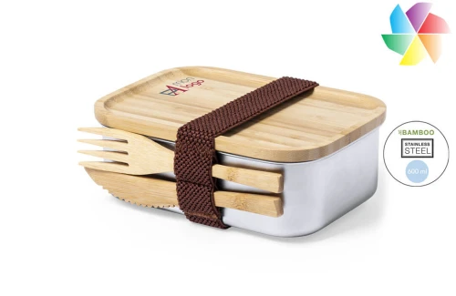 Lunch box en alu avec couvert Sariul publicitaire personnalisé avec logo 