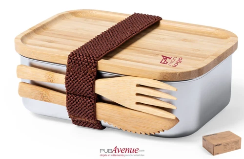 Lunch box personnalisée Sariul boite repas en alu avec couverts