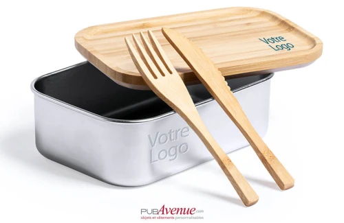 Lunch box personnalisée Sariul boite repas en alu avec couverts