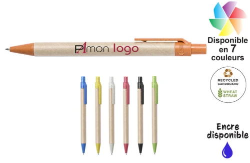 Stylo en fibre de blé et carton recyclé Desok publicitaire personnalisé avec logo 