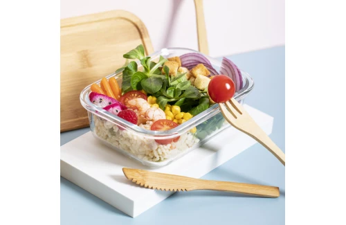 Lunch box personnalisée Bejar boite repas en verre avec couverts