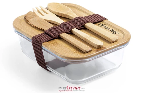 Lunch box personnalisée Bejar boite repas en verre avec couverts