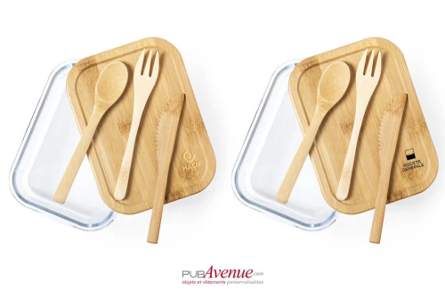 Lunch box personnalisée Bejar boite repas en verre avec couverts