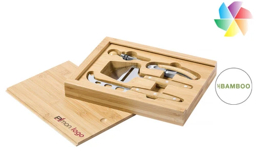 Coffret à vin et fromage en bois Hiblux publicitaire personnalisé avec logo 