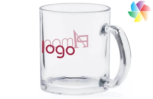 Mug en verre transparent Brant publicitaire personnalisé avec logo 