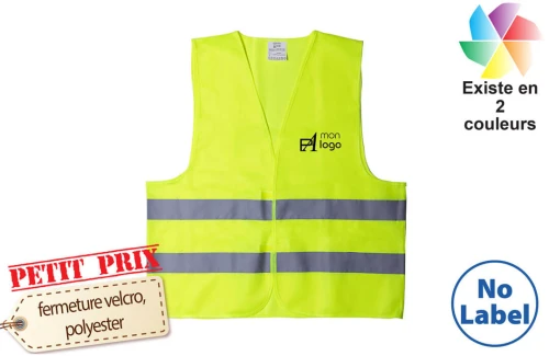 Gilet haute visibilité jaune ou orange fluo publicitaire personnalisé avec logo 