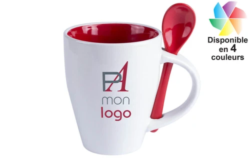 Mug avec cuillère Cotes publicitaire personnalisé avec logo 